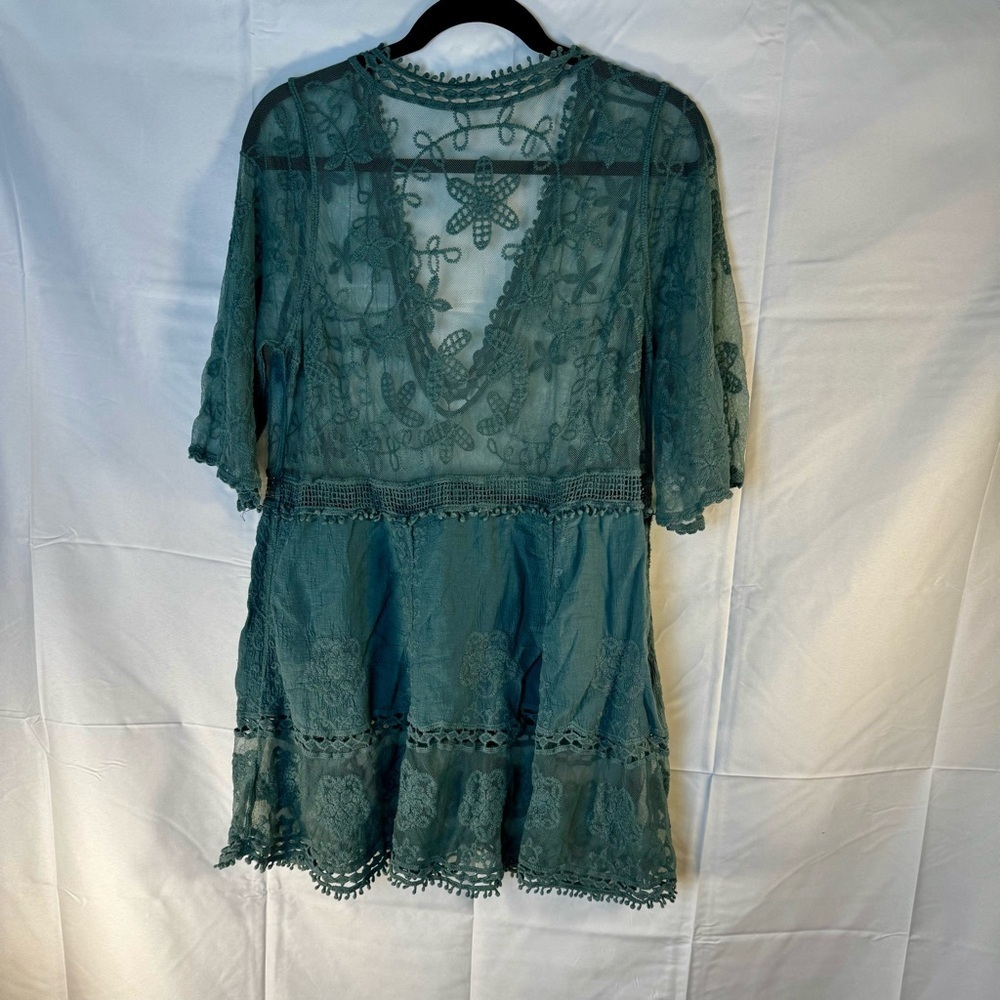 Boho Lace Green Swim Coverup | New Bohemian Lace Swim Coverup NWOT - Picture 7 of 8